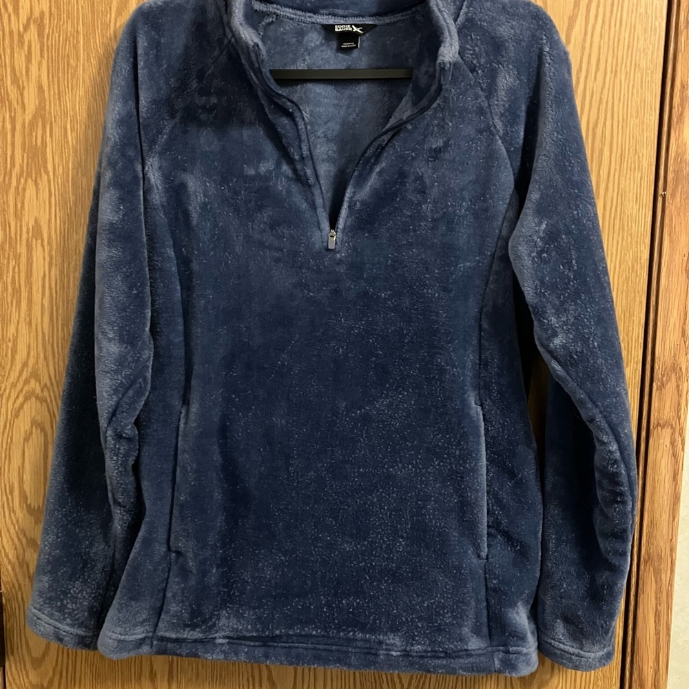 Eddie Bauer Women’s Large 3/4‎ zip up long sleeve fleece pullover Blue